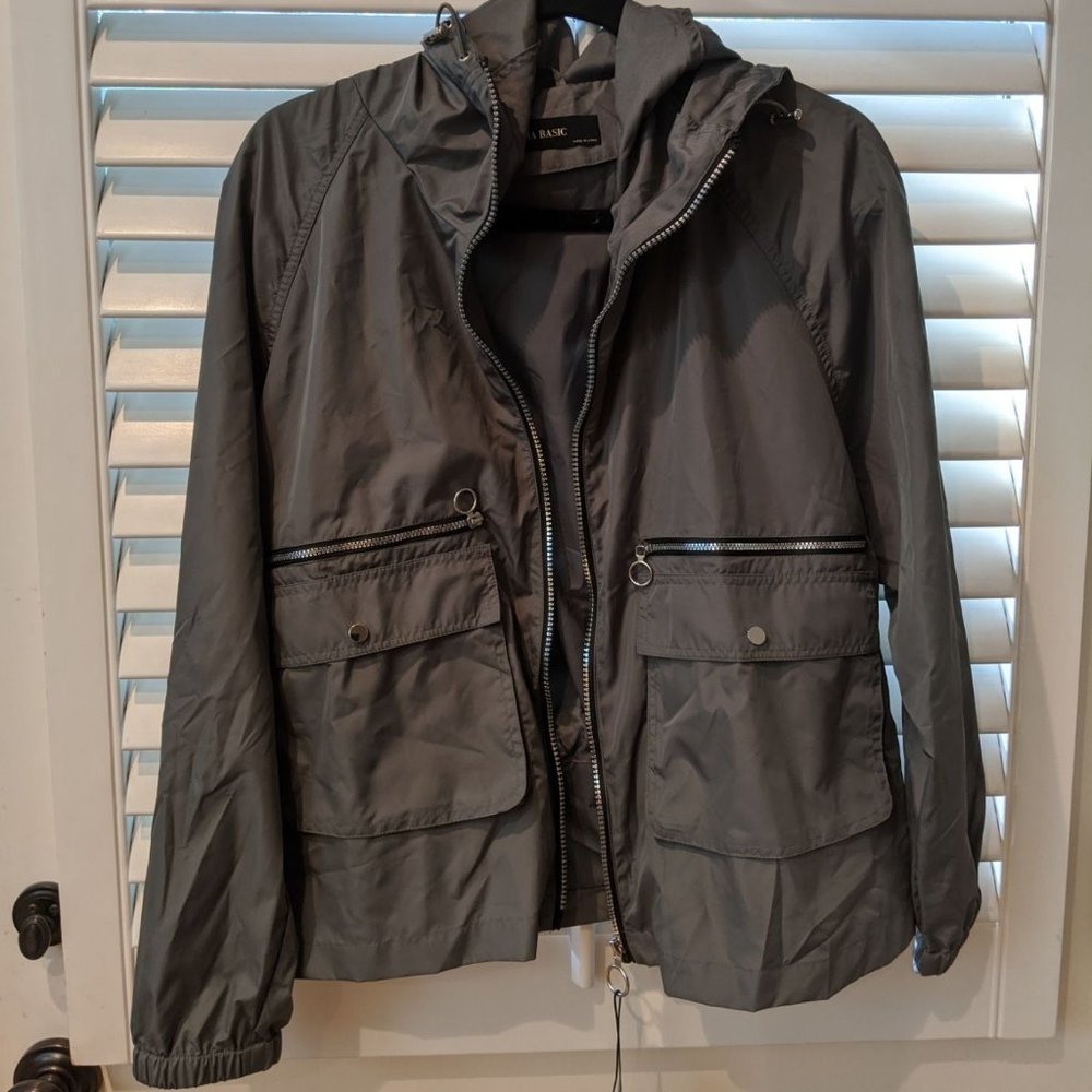 Zara Basic Olive Green Windbreaker NWT
